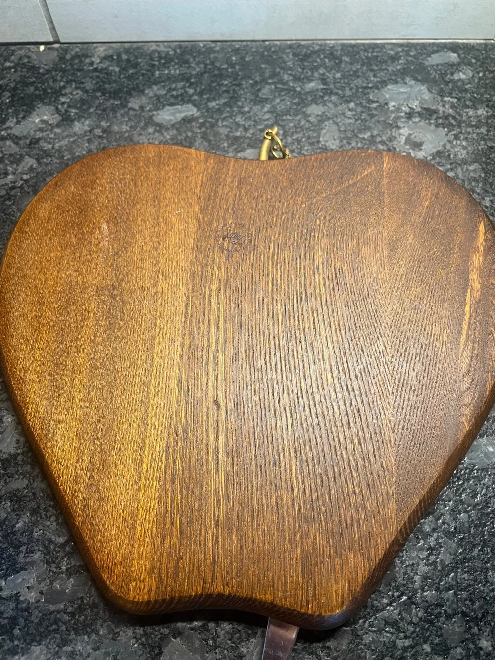 Vintage Wooden Cheese Serving Board with Fruit Tile and Knife - Brown